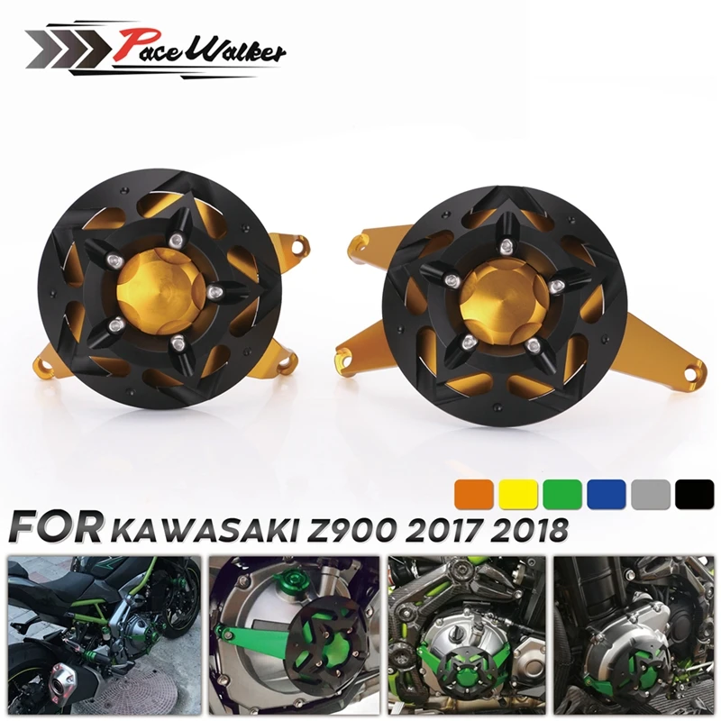 

CNC Aluminum Motorcycle Engine Guard Side Stator Case Guard Protector Green Black Blue Red Titanium For Kawasaki Z900 2017 2018