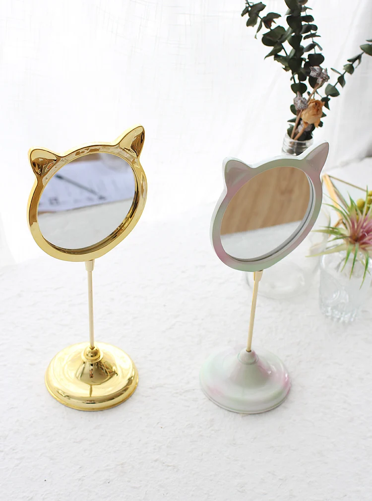 Espelho de Vaidade Espelho de Maquiagem Dropshipping por Atacado Originalidade Adorável Kitty Bancada Princesa Cômoda Menina Prop Exibição 11 Exibição Dropshipping Por Atacado