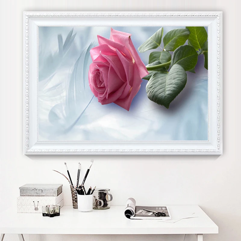 

Youran Full Round Drill diy Diamond Mosaic Painting Kits Pink Rose Flower Pattern Rhinestone Picture Christmas Wall Art Decor