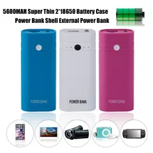 Супер тонкий портативный размер 2*18650 корпус батареи Внешний внешний банк питания для мобильных телефонов на 5600 мАч(без батареи