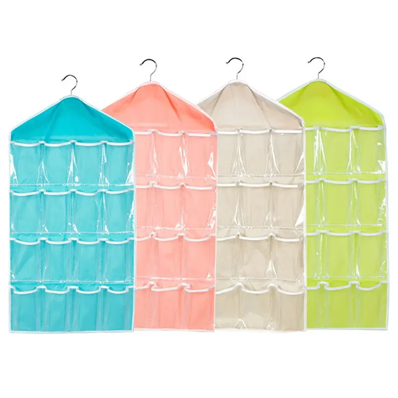 

DIDIHOU Pocket Wall Wardrobe Hanging Organizer Sundries Jewelry Storage Bags Home Underwear Socks Bra Rack Hanger Organizer Bags