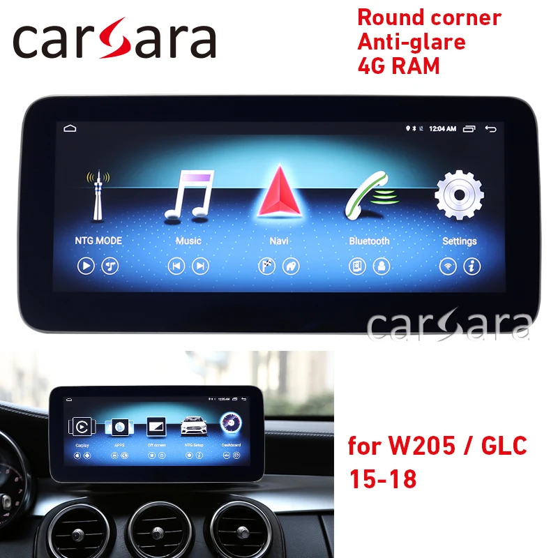Mercedes navigation W205 GLC DVD android экран круглый угол видео дисплей антибликовое gps радио 4g ram стерео Мультимедийный дисплей