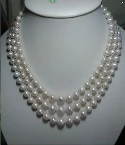 

FREE SHIPPING HOT sell new Style >>>> charming 3row 9-10mm tahitian south sea white pearl necklace 17-18