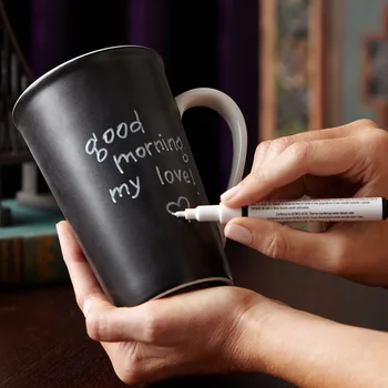 

1pc ceramic leaving message mug with pen classic blackboard mug with pen chalkboard mug and pens