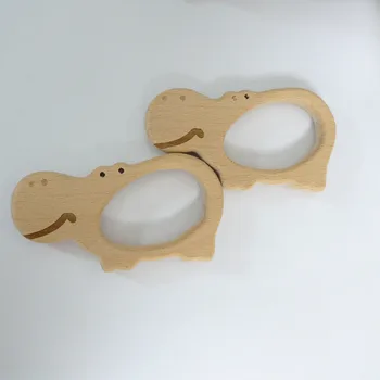

10PCS Hippo Handmade Natural Newborn Beech Wooden Teether Toys