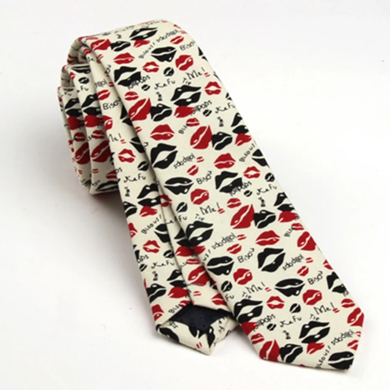 Новая мода супер крутой мужской галстук с принтом хлопок мозаика/звезда/губы/рисунок персонажа дизайн тонкие галстуки для мужчин Gravata corbatas