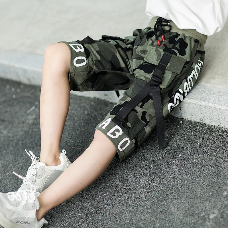

Teenage Pants Boy Summer Pants for Boy Fashion Drawstring Letters Personalized Pocket Camouflage Pirate Pant 10 8 To 12 Years