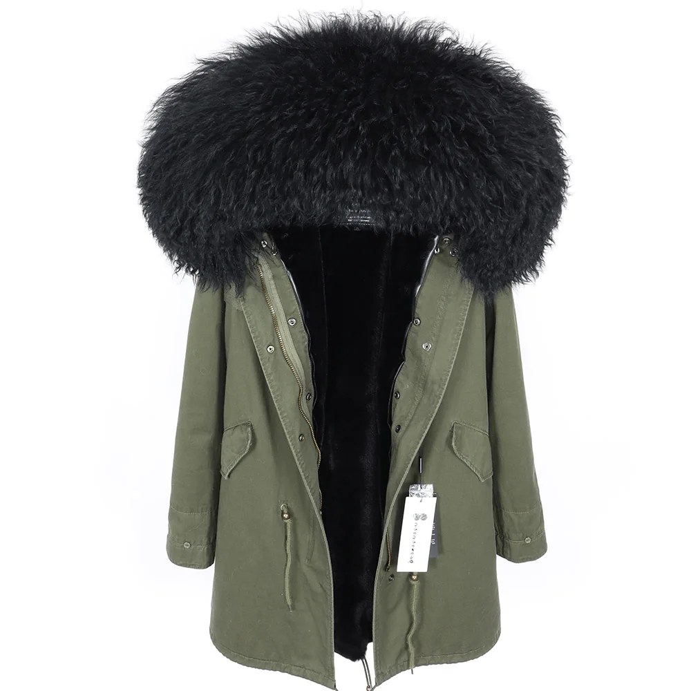 Женская Зимняя шерстяная куртка, пальто, модные парки с капюшоном, теплое пальто, качественное Женское зимнее пальто, парка с натуральным мехом