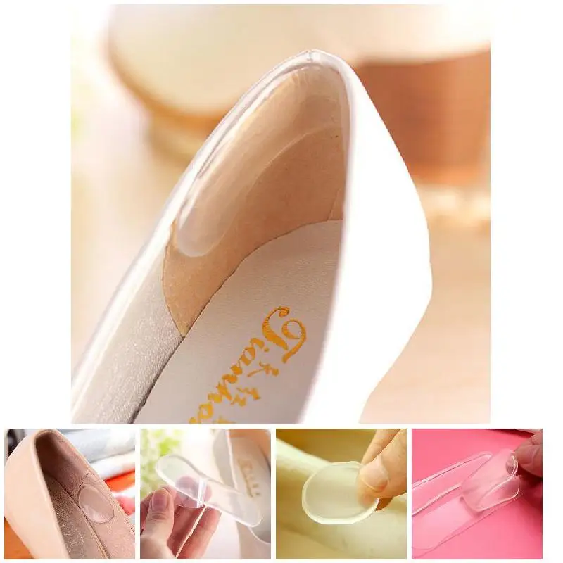 1Pair Woman Shoes Sticker Transparent Silicone High Heels Sandals Protector Prevent Rub Pain Heel Grips Invisible Insole MUG88