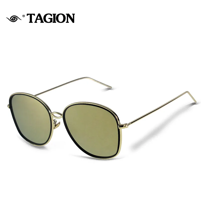 TAGION 2024 레트로 스퀘어 선글라스, 브랜드 디자이너 선글라스, 합금 미러 선글라스, 여성 5916