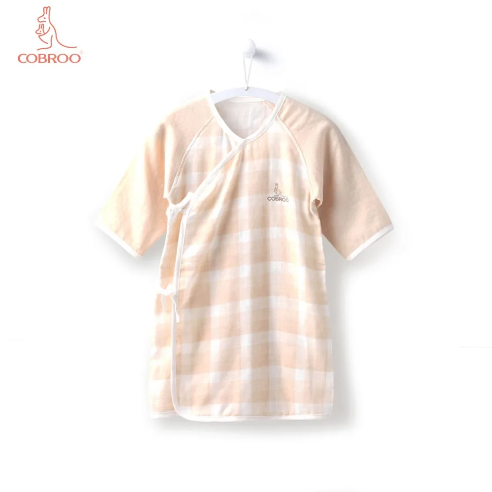 

COBROO Unisex-Baby Pajamas Sleepwear with Belt Closure Plaid Pattern 100% Cotton Baby Robes for Newborn 0-3-6 Months