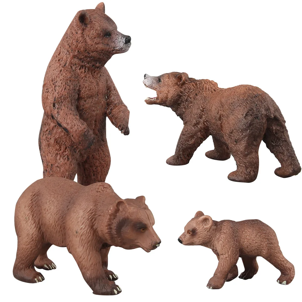 

Wild Zoo animal Brown bear Model figures toys PVC Simulation parent Entity Family Bear Decorate collection toys For Children