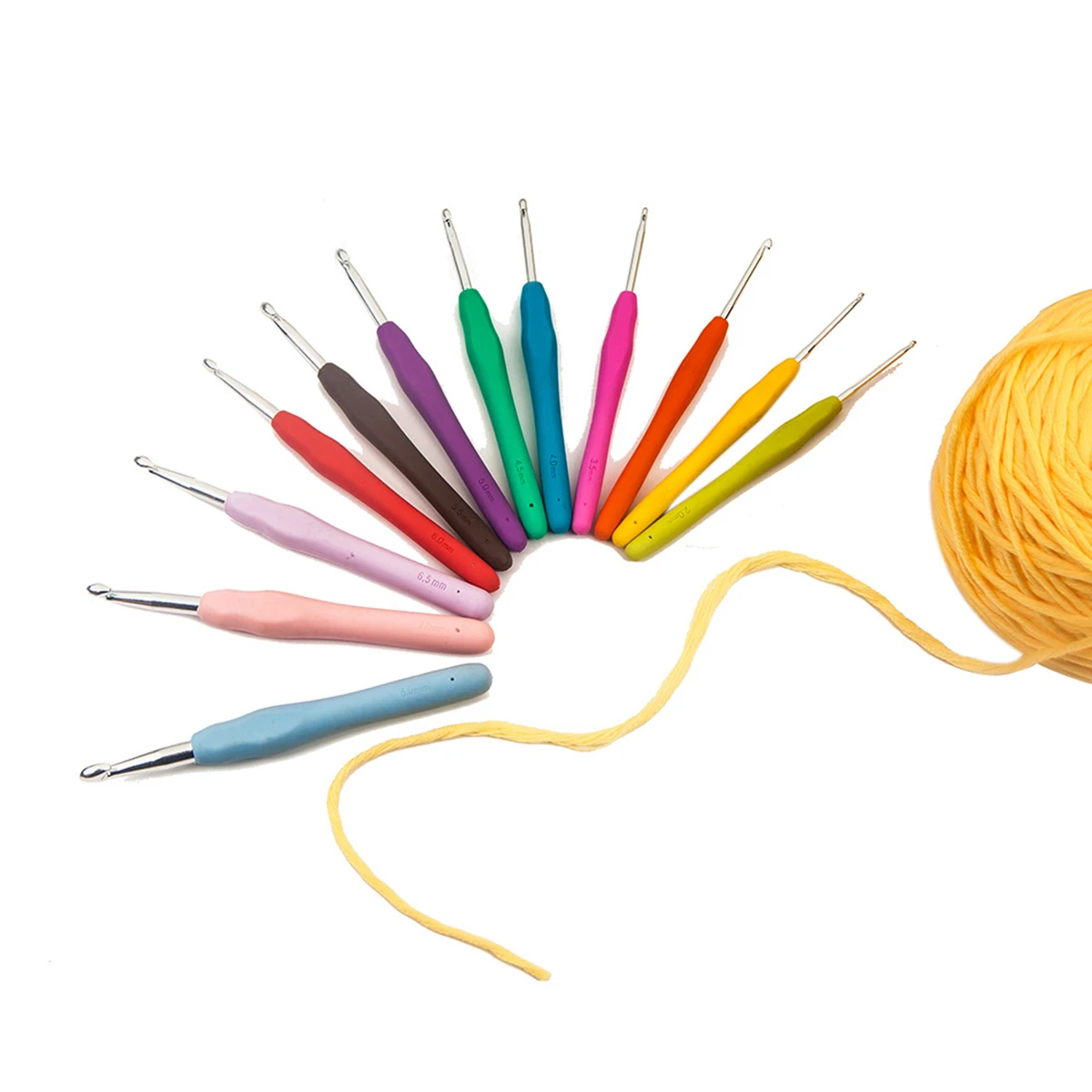 12pcs Soft Handle Needles Knitting Weaving Crochet Hooks Craft Yarn Aluminum