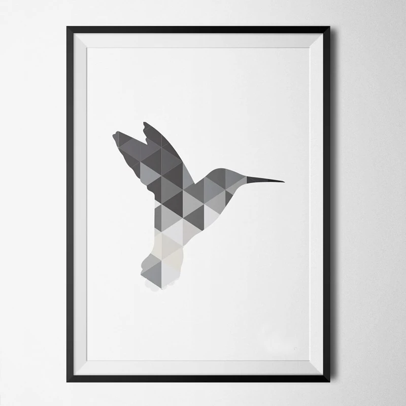 Hummingbird серый постер печать художественный холст настенное искусство