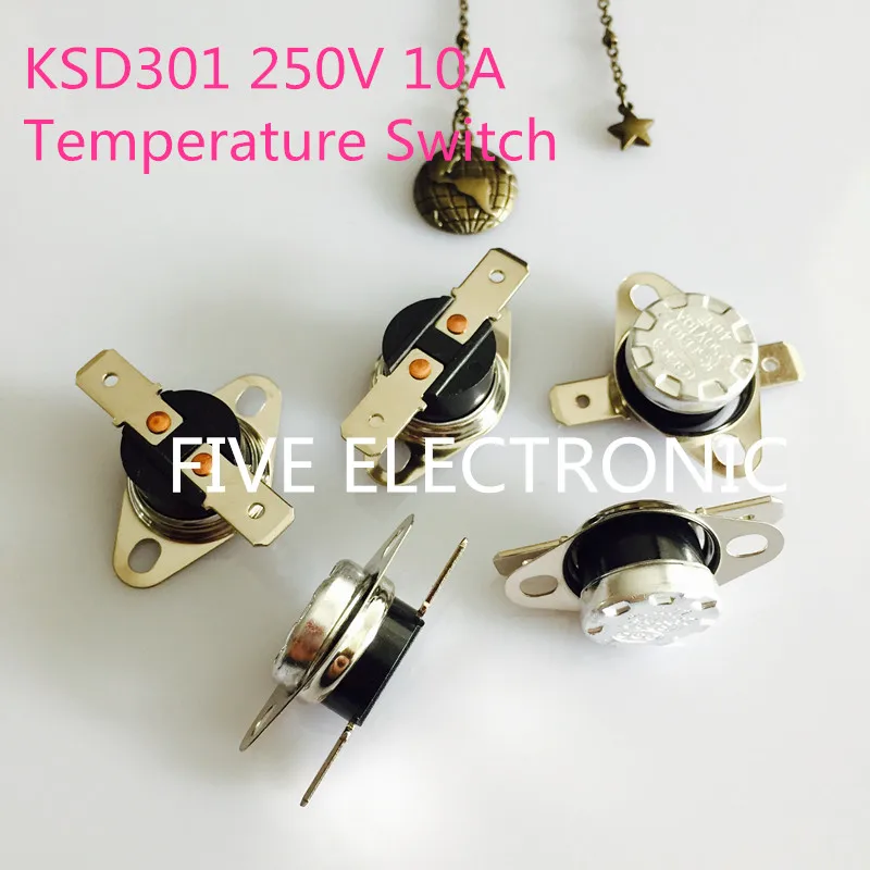

5pcs/lot KSD301 250V 10A Temperature Switch KSD-301 Low Temperature: 0-40 Degree Celsius normally open