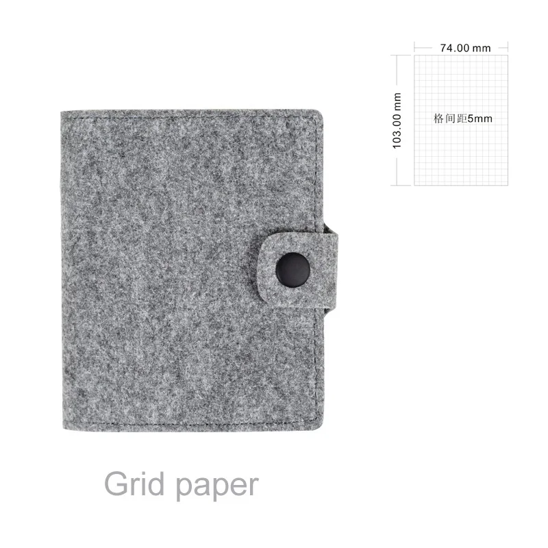 Мини-карманный Блокнот записная книжка из шерстяного войлока записная книжка канцелярские товары подарок путешественник журнал канцелярские принадлежности сделать список отрыв контрольный лист блокнот - Цвет: Gray grid