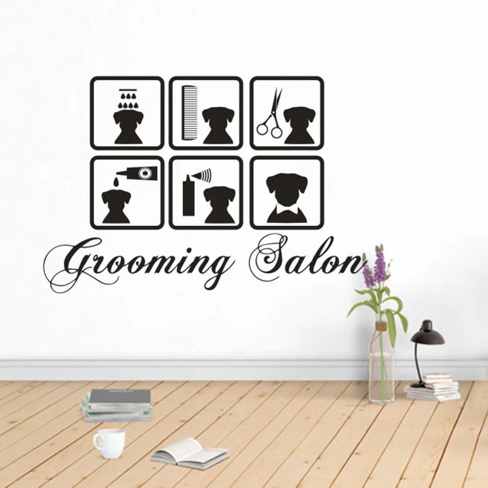 

Pets Salon Vinyl Wall Decal Vet Shop Stickers Pets Dog Grooming Wall Sticker Pets Grooming Salon Window Posters Decoration AZ579