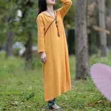 Женское летнее платье Арт льняное винтажное длинное платье макси платье vestidos Свободный Повседневный сарафан платья большого размера