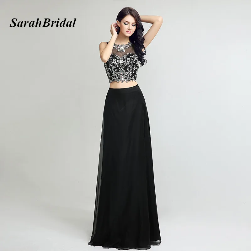 

Long African Formal Dresses Black Evening Dresses with Stones Illusion Back Diamond Two Piece Prom Dress Vestido Longo De Festa