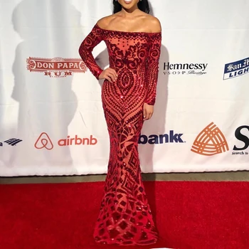 

Missord 2019 Women Sexy Slash Neck Sequin Retro Reflective Dresses Female Off Shoulder Maxi Elegant Party Dress FT8249-3