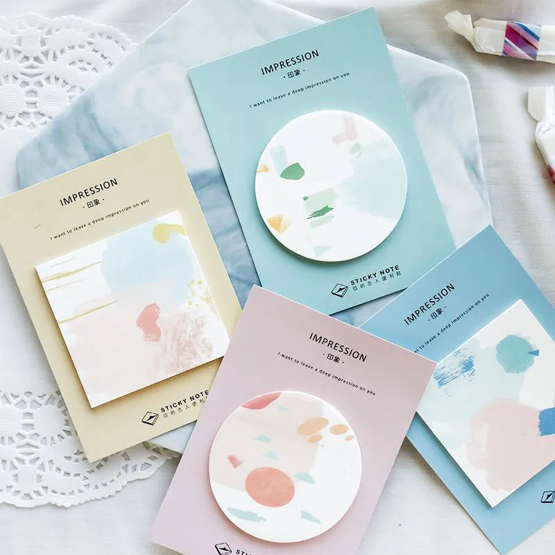 

1 Pieces Creative Simple Oil Painting N Times Memo Pad Paper Post Notes Stationery Sticky Notes Lable Office School Supplies