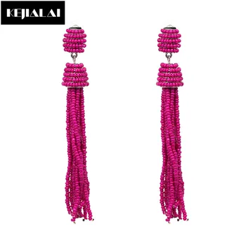 

KEIJIALAI New Arrival Seed Beads Tassel Earrings for Women Bohemian Ethnic Long Drop Earrings Fashion Jewelry Dangle Accessories