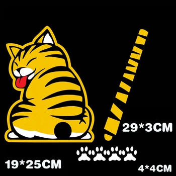 

Lovely Creative Cartoon Cat Moving Tail Reflective Stickers Auto Vehicle Window Wiper Decals Car Outside Styling Decoration