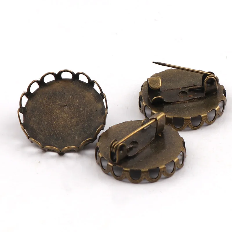 19mm Fit 18mm Flower Round Brooch Base Cabochon Blanks Trays With