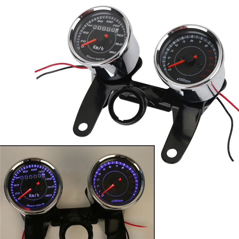 Universal Gauge Speed Mileage LED Motorcycle Tachometer Odometer Speedo