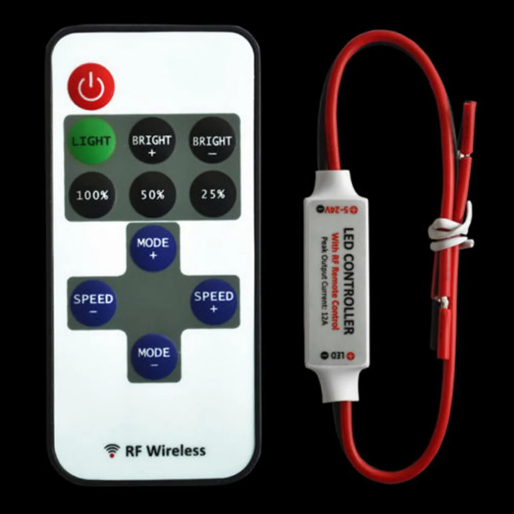 

1set Mini Wireless Single Color Remote Control Dimmer DC 12V 11keys RF LED Controller for led Strip light SMD 5050 / 3528