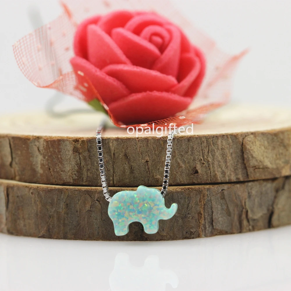1pc Promotion Francy 925 Sterling Silver Opal Elephant Necklace op03 Light Green 8*11mm Cute Synthetic | Украшения и аксессуары