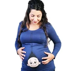 

Pregnant women cotton long-sleeves baby peeks at interesting autumn long-sleeves fashionable large size pregnant women