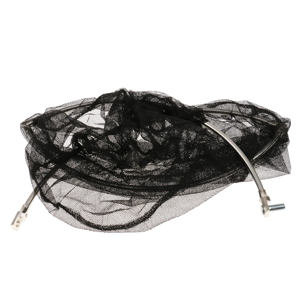 Folding Stainless Steel Frame Nylon Coarse Fishing Landing Net Head Black Red de pesca filet de peche