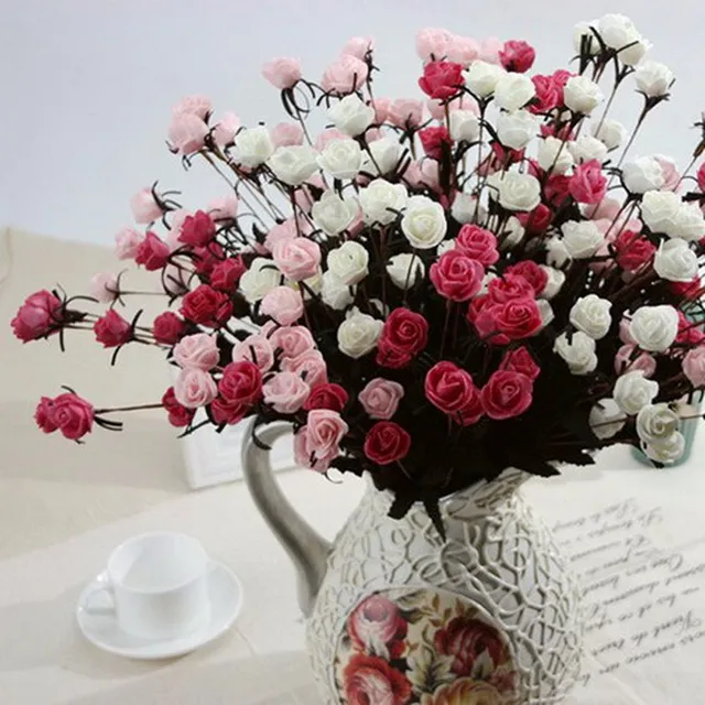 aliexpress com buy 1 bouquet 15 plastic rose simulation flower