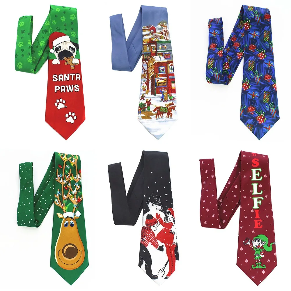 

Ricnais Quality Christmas Tie for Men 9cm Designer Snowman Animal Tree Printed Novelty Mens Gift Festival Necktie for Christmas