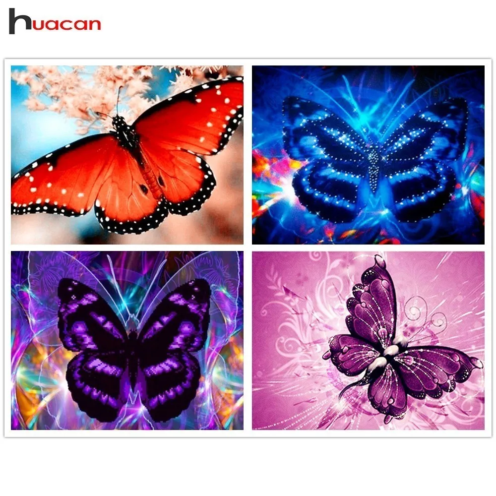 

HUACAN Animals Paint With Diamonds DIY Full Square Drill Resin Mosaic Diamond Embroidery 5D Butterfly Decoration