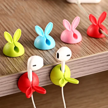 

4pcs Organizeor Escritorio Candy Color Desk Set Lovely Rabbit Shaped Wire Space Saving Winder Wrap Cord Cable Office Supplie New