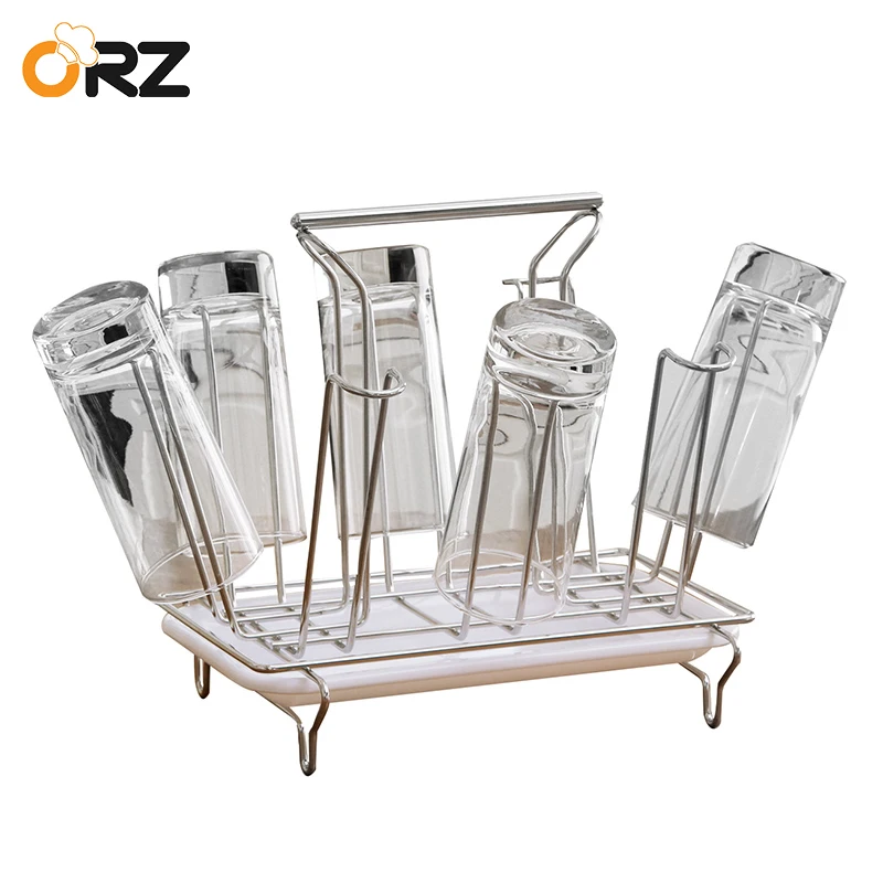 ORZ 8 Hooks Cup Mug Stand Holder Glass Tea Cup Stainless Steel Draining