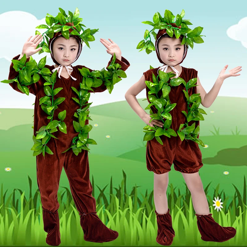 Children's Christmas Stage Performance Costumes Child leaf Festival Tree Costume Kids Lovely Party Clothing tree
