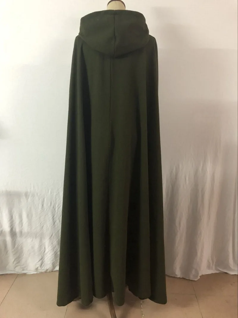 Средневековый плащ пальто с капюшоном тонкое женское винтажное Готическая накидка длинное пальто Тренч пальто женский костюм для косплея на Хэллоуин - Цвет: Green