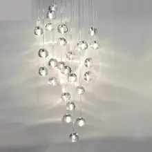 XL 1-26 шт. светодиодная люстра с хрустальным шаром, Подвесная лампа для гостиной, современное лестничное Освещение G4 led Lustre de cristal