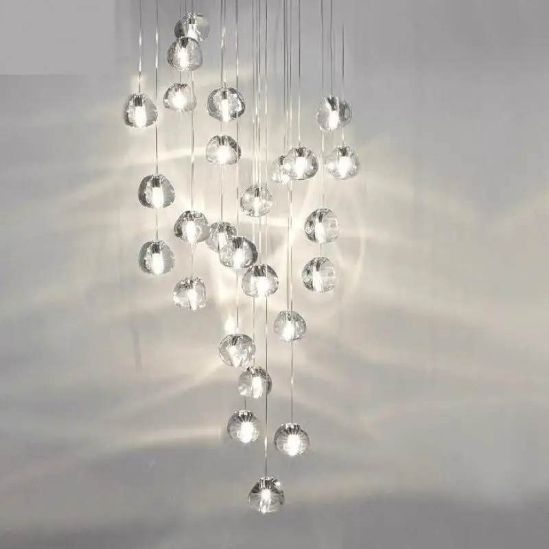 XL 1-26 pcs stairwell led Chandelier crystal ball drop lamp Living Room decor chandeliers G4 Led stair lighting Lustre cristal
