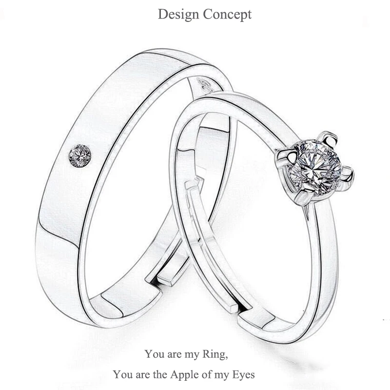 Qevila Fashion Jewelry Rings Romantic Engagement Wedding Rings Original Design Jewelry Cubic Zirconia Ring for Women Men Lover (5)