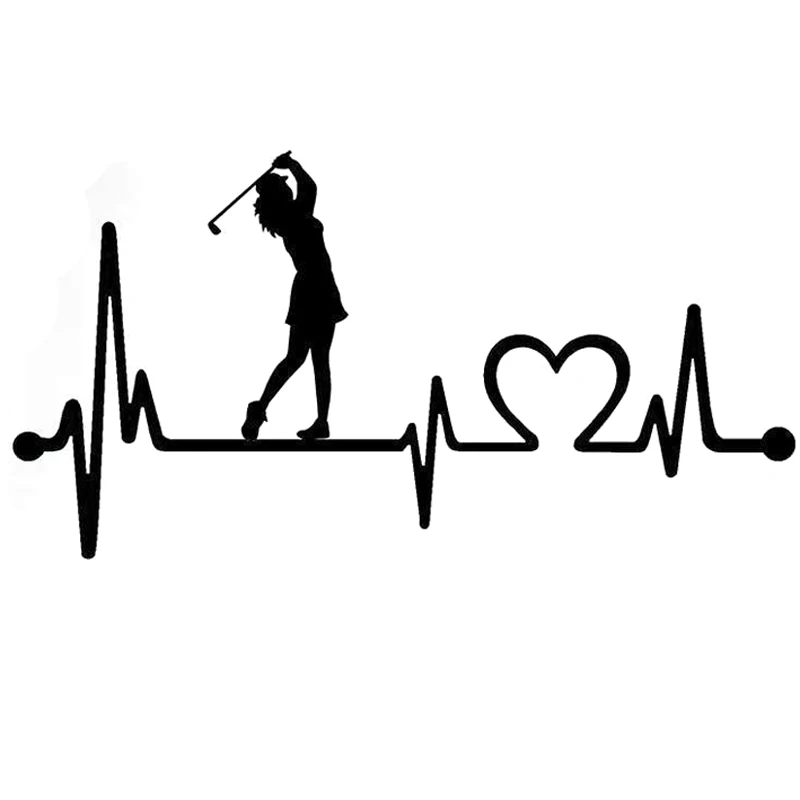 14.2CM*7.9CM Ladies Golf Heartbeat Lifeline Vinyl Decal Car Sticker S9
