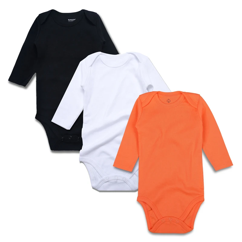 4.solid baby bodysuits BK-WH-OR