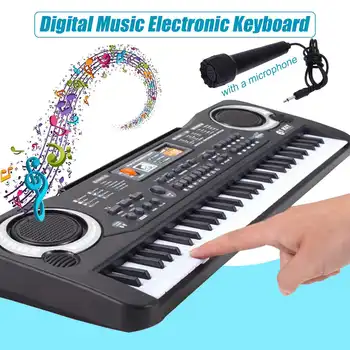 

61-Key USB/US/EU Plug Electric Digital Key Board Piano With Keyboard & Microphone Musical Instruments Kids Toy Gift Black