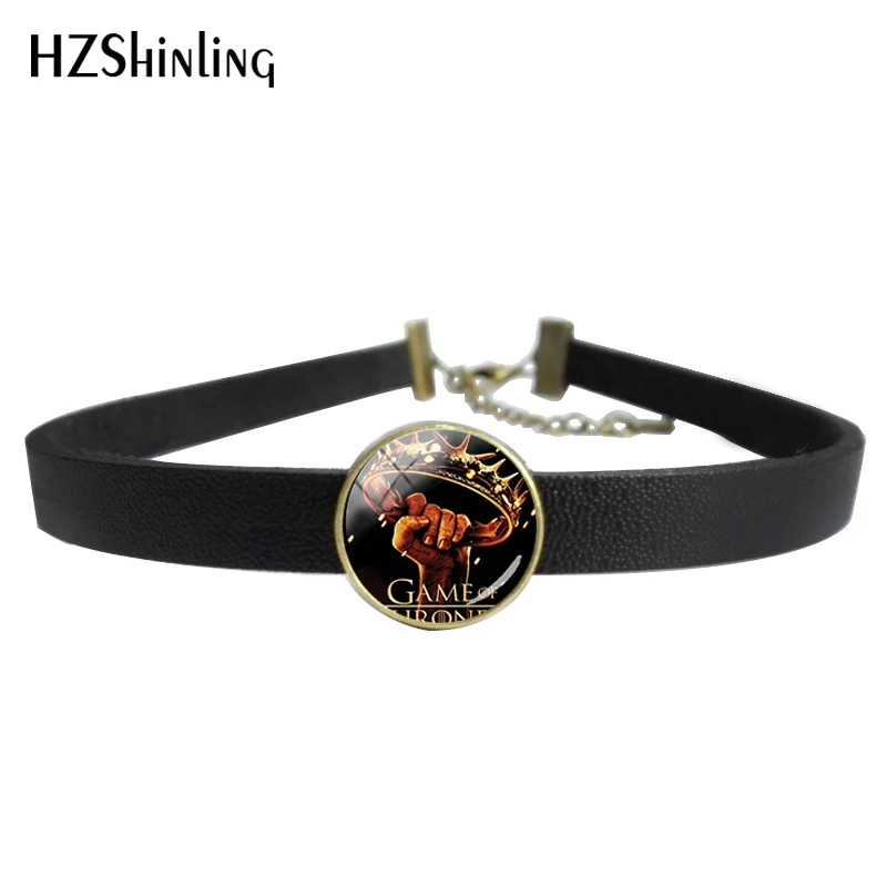 

Trendy Game Of Thrones Leather Choker Handmade Necklace King of Night Jewelry Glass Necklace or Bracelet Wholesale