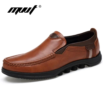 

MVVT Plus Size Men Genuine Leather Shoes Men Formal Shoes Warm Winter Oxfords Solid Slip-On Dress Shoes Fashion Men Shoes