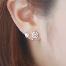 XIYANIKE 925 Серебро Роскошные жемчужные цветы очаровательные хрустальные клипсы с камнем серьги высокое качество ювелирные изделия для женщин подарок