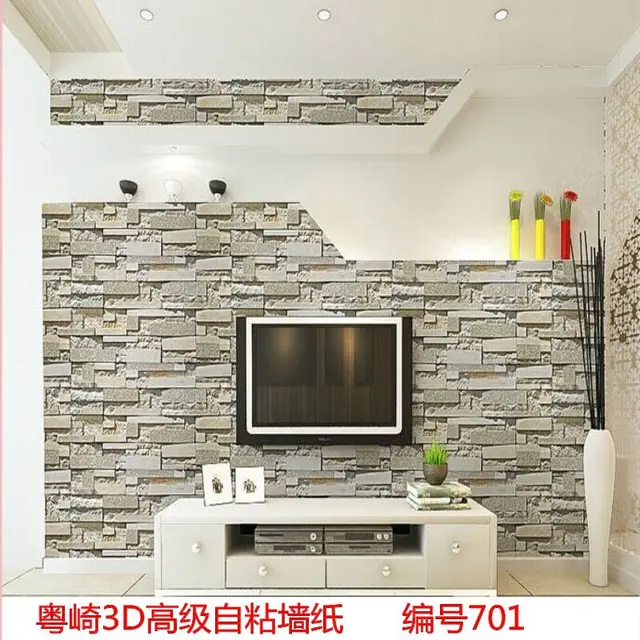 20枚3 d立体壁貼り砂岩自己接着壁紙レンガ紋テレビ背景壁枕元装飾